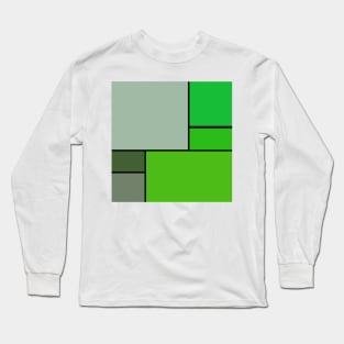 green mondrian inspired design Long Sleeve T-Shirt